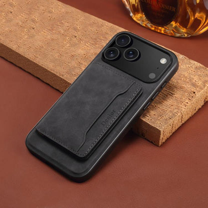 For iPhone 17 Pro Denior D13 Retro Texture Leather MagSafe Card Bag Phone Case(Black) by Denior