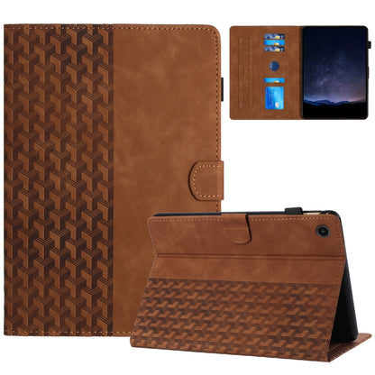 For Samsung Galaxy Tab A11 / A9 Building Blocks Embossed Leather Tablet Case(Brown) by bashfashion