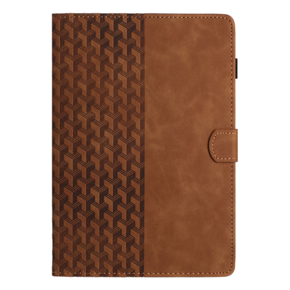For Samsung Galaxy Tab A11 / A9 Building Blocks Embossed Leather Tablet Case(Brown) by bashfashion