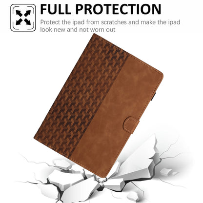 For Samsung Galaxy Tab A11 / A9 Building Blocks Embossed Leather Tablet Case(Brown) by bashfashion
