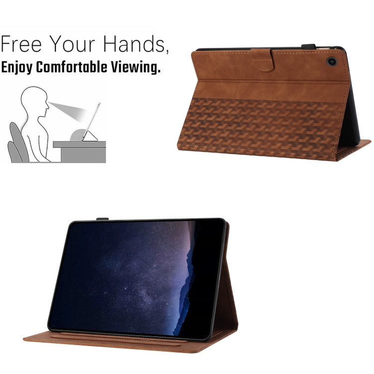 For Samsung Galaxy Tab A11 / A9 Building Blocks Embossed Leather Tablet Case(Brown) by bashfashion