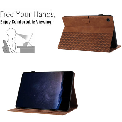 For Samsung Galaxy Tab A11 / A9 Building Blocks Embossed Leather Tablet Case(Brown) by bashfashion