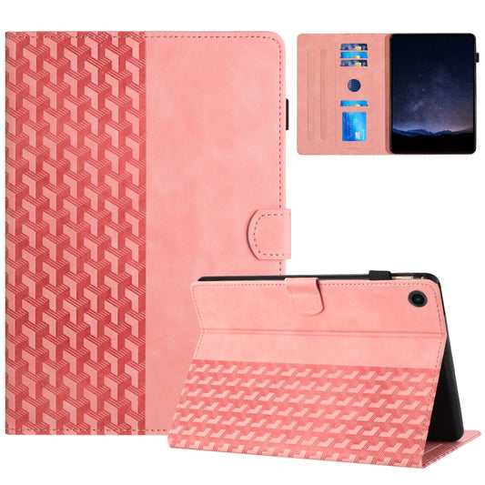 For Samsung Galaxy Tab A11 / A9 Building Blocks Embossed Leather Tablet Case(Pink) by bashfashion