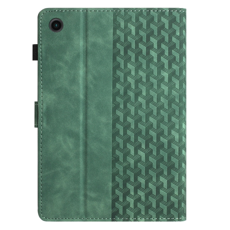 For Samsung Galaxy Tab A11 / A9 Building Blocks Embossed Leather Tablet Case(Green) by bashfashion