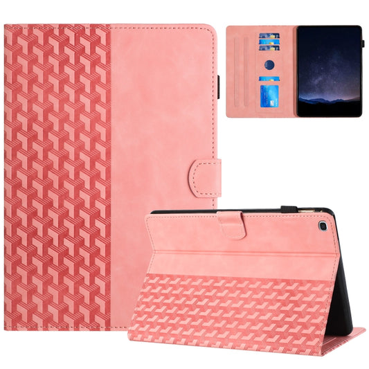 For Samsung Galaxy Tab A7 Lite T220 Building Blocks Embossed Leather Tablet Case(Pink) by bashfashion