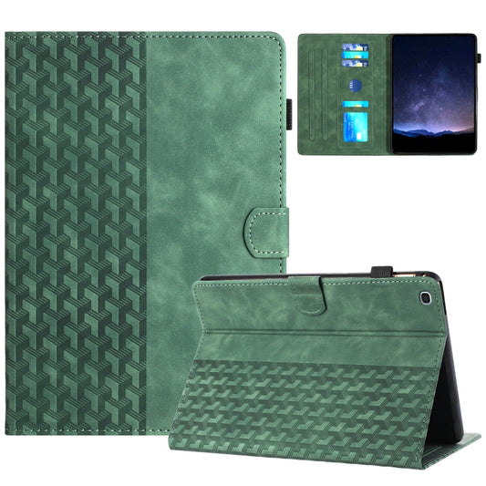 For Samsung Galaxy Tab A7 Lite T220 Building Blocks Embossed Leather Tablet Case(Green) by bashfashion