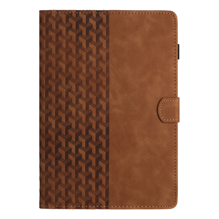 For Samsung Galaxy Tab A 10.1 2019 Building Blocks Embossed Leather Tablet Case(Brown) by bashfashion