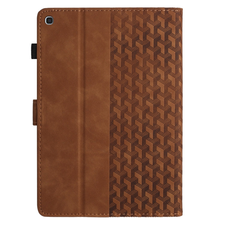 For Samsung Galaxy Tab A 10.1 2019 Building Blocks Embossed Leather Tablet Case(Brown) by bashfashion