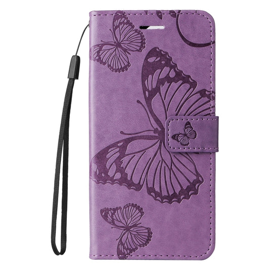For iPhone 16e 3D Butterfly Embossed Pattern Flip Leather Phone Case(Purple) by bashfashion