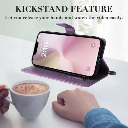 For iPhone 16e 3D Butterfly Embossed Pattern Flip Leather Phone Case(Purple) by bashfashion