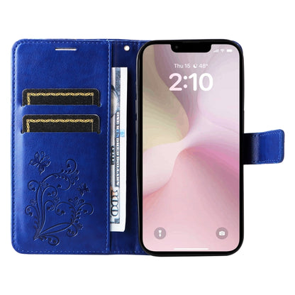 For iPhone 16e 3D Butterfly Embossed Pattern Flip Leather Phone Case(Blue) by bashfashion