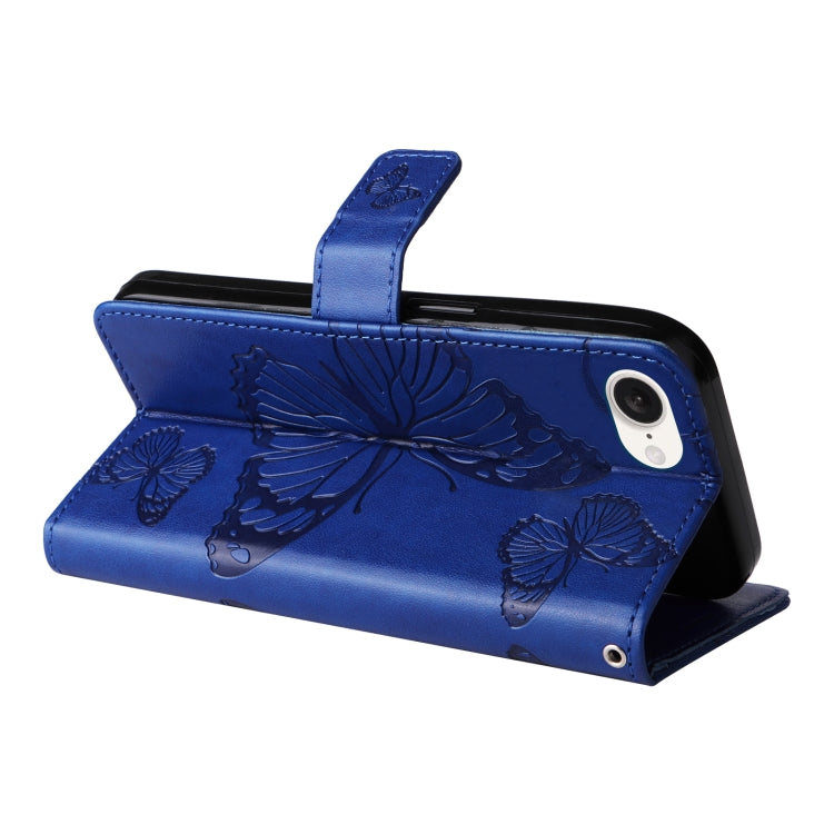 For iPhone 16e 3D Butterfly Embossed Pattern Flip Leather Phone Case(Blue) by bashfashion