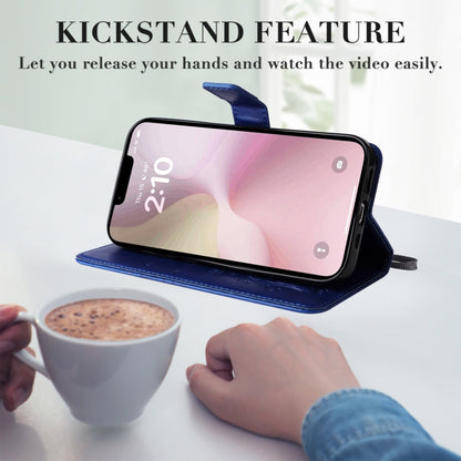 For iPhone 16e 3D Butterfly Embossed Pattern Flip Leather Phone Case(Blue) by bashfashion