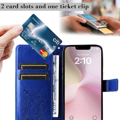 For iPhone 16e 3D Butterfly Embossed Pattern Flip Leather Phone Case(Blue) by bashfashion