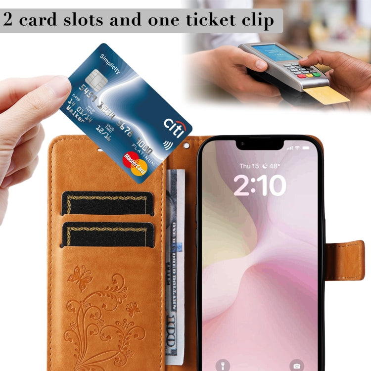 For iPhone 16e 3D Butterfly Embossed Pattern Flip Leather Phone Case(Yellow) by bashfashion