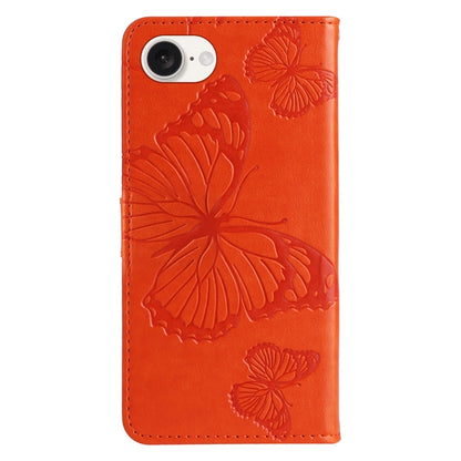 For iPhone 16e 3D Butterfly Embossed Pattern Flip Leather Phone Case(Orange) by bashfashion