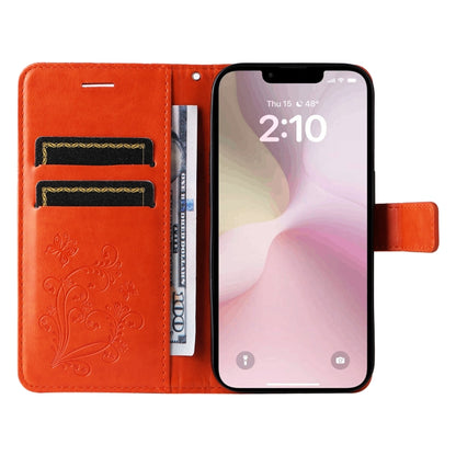 For iPhone 16e 3D Butterfly Embossed Pattern Flip Leather Phone Case(Orange) by bashfashion