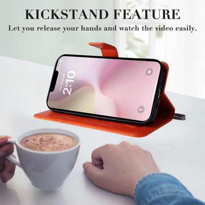 For iPhone 16e 3D Butterfly Embossed Pattern Flip Leather Phone Case(Orange) by bashfashion