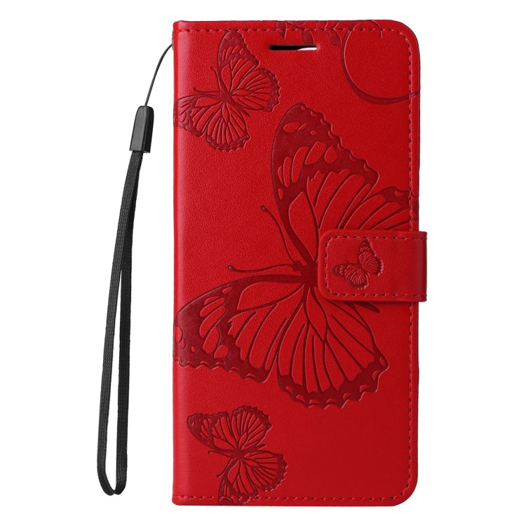For iPhone 16e 3D Butterfly Embossed Pattern Flip Leather Phone Case(Red) by bashfashion