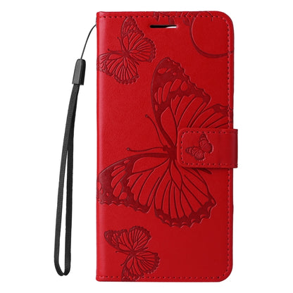 For iPhone 16e 3D Butterfly Embossed Pattern Flip Leather Phone Case(Red) by bashfashion