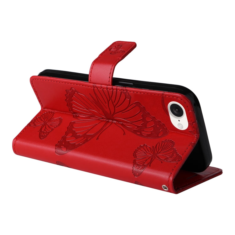 For iPhone 16e 3D Butterfly Embossed Pattern Flip Leather Phone Case(Red) by bashfashion