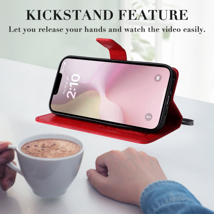 For iPhone 16e 3D Butterfly Embossed Pattern Flip Leather Phone Case(Red) by bashfashion