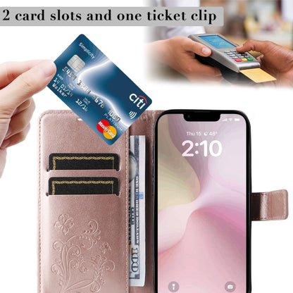 For iPhone 16e 3D Butterfly Embossed Pattern Flip Leather Phone Case(Rose Gold) by bashfashion