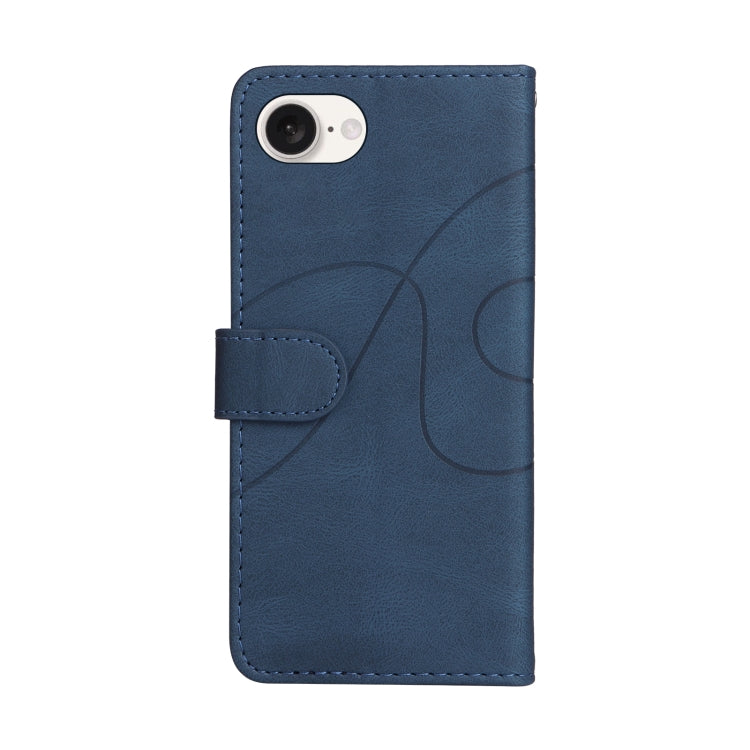 For iPhone 16e Dual-color Splicing Flip Leather Phone Case(Blue) by bashfashion