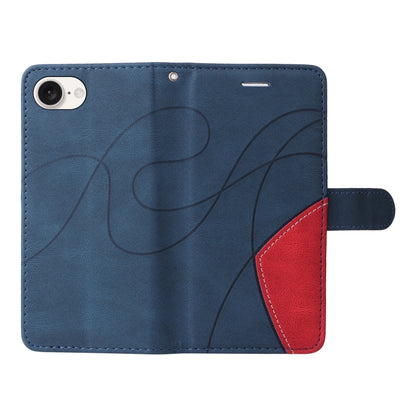 For iPhone 16e Dual-color Splicing Flip Leather Phone Case(Blue) by bashfashion