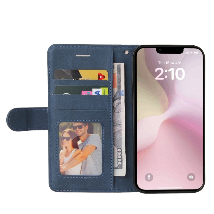 For iPhone 16e Dual-color Splicing Flip Leather Phone Case(Blue) by bashfashion