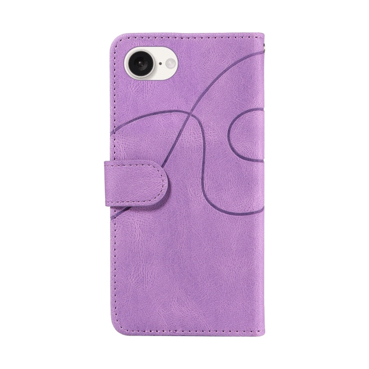 For iPhone 16e Dual-color Splicing Flip Leather Phone Case(Purple) by bashfashion