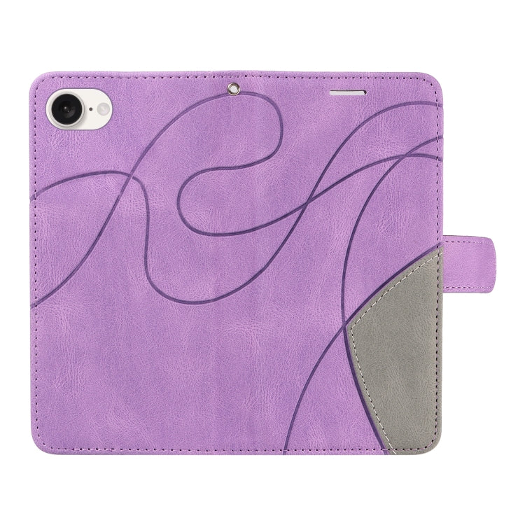 For iPhone 16e Dual-color Splicing Flip Leather Phone Case(Purple) by bashfashion