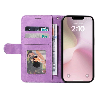For iPhone 16e Dual-color Splicing Flip Leather Phone Case(Purple) by bashfashion