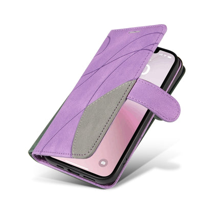 For iPhone 16e Dual-color Splicing Flip Leather Phone Case(Purple) by bashfashion