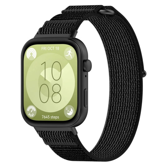 For Huawei Watch Fit3 Loop Nylon Watch Band(Black Grey) by bashfashion