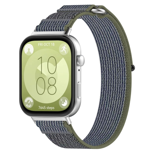 For Huawei Watch Fit3 Loop Nylon Watch Band(Green Grey) by bashfashion