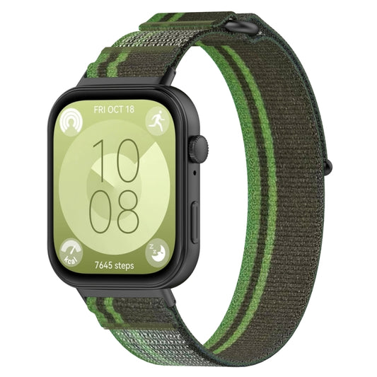 For Huawei Watch Fit3 Loop Nylon Watch Band(Dark Green) by bashfashion