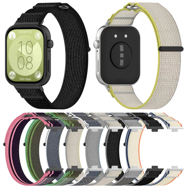For Huawei Watch Fit3 Loop Nylon Watch Band(Grey Yellow) by bashfashion