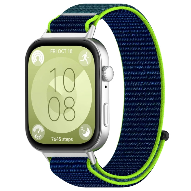 For Huawei Watch Fit3 Nylon Loop Hook and Loop Fastener Watch Band(Lime Green) by bashfashion
