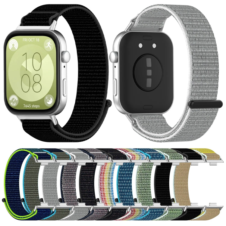 For Huawei Watch Fit3 Nylon Loop Hook and Loop Fastener Watch Band(Blue Sea) by bashfashion