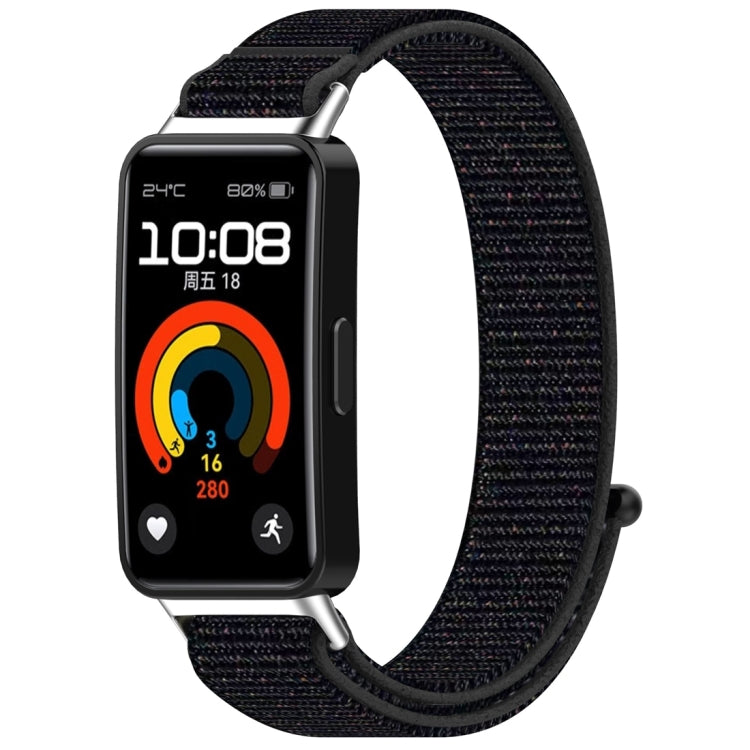 For Huawei Band 10 / 9 / 8 Nylon Loop Hook and Loop Fastener Watch Band(Official Black) by bashfashion