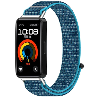 For Huawei Band 10 / 9 / 8 Nylon Loop Hook and Loop Fastener Watch Band(Ocean Blue) by bashfashion