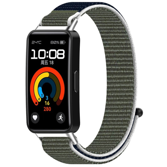 For Huawei Band 10 / 9 / 8 Nylon Loop Hook and Loop Fastener Watch Band(Grey Blue) by bashfashion