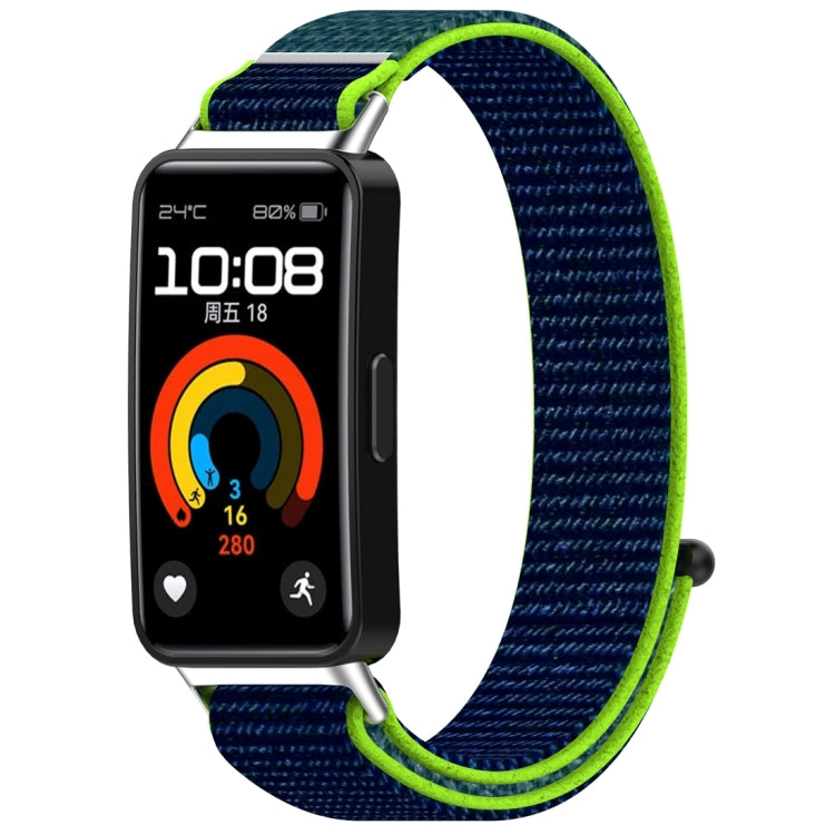 For Huawei Band 10 / 9 / 8 Nylon Loop Hook and Loop Fastener Watch Band(Lime Green) by bashfashion