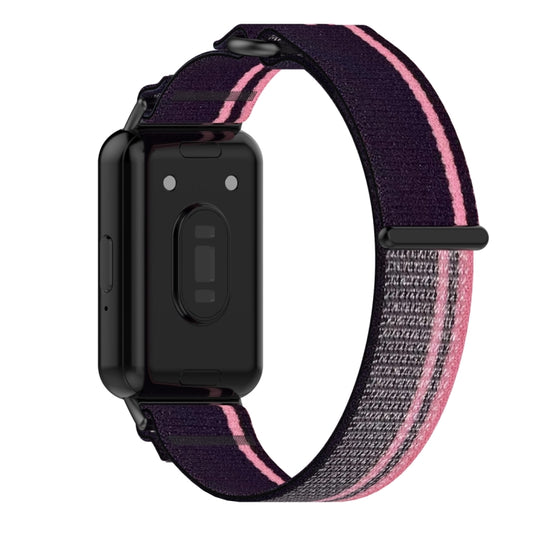 For Samsung Galaxy Fit 3 Loop Nylon Watch Band(Pink Purple) by bashfashion