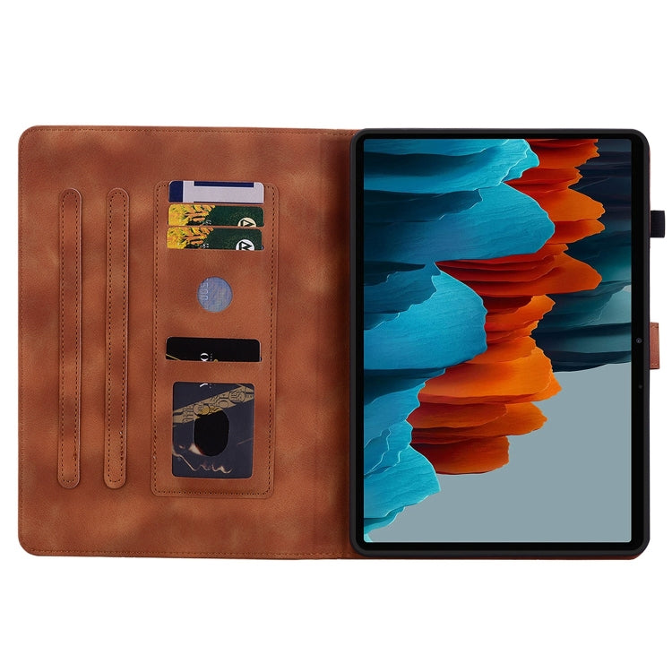 For Samsung Galaxy Tab S7 FE/S8+/S7+ Lily Embossed Leather Tablet Case(Brown) by bashfashion