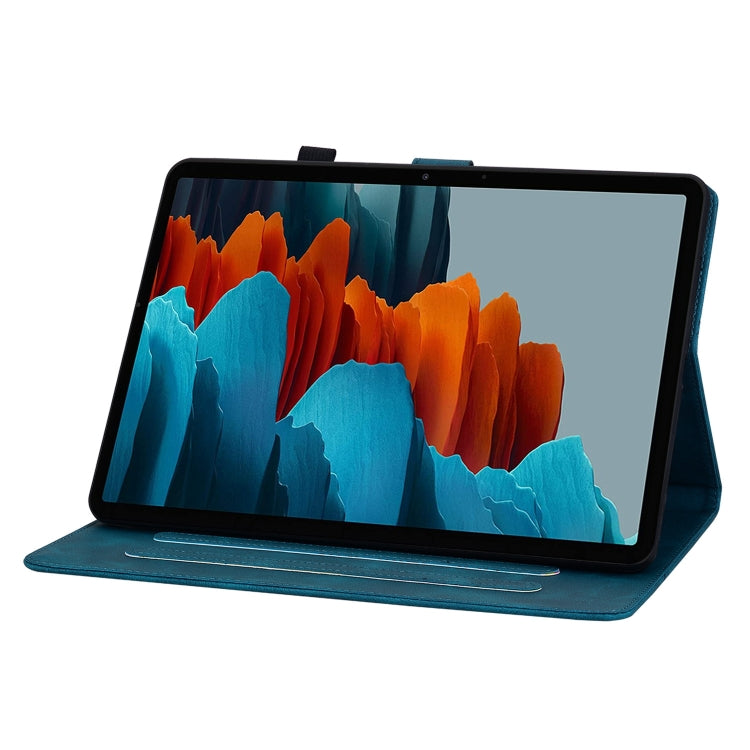 For Samsung Galaxy Tab S7 FE/S8+/S7+ Lily Embossed Leather Tablet Case(Dark Blue) by bashfashion