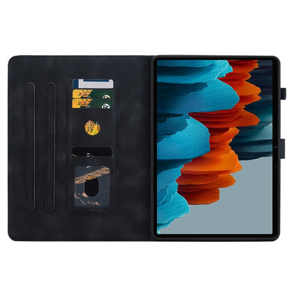 For Samsung Galaxy Tab S7 FE/S8+/S7+ Lily Embossed Leather Tablet Case(Black) by bashfashion