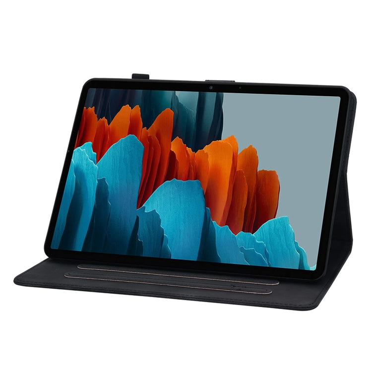 For Samsung Galaxy Tab S7 FE/S8+/S7+ Lily Embossed Leather Tablet Case(Black) by bashfashion