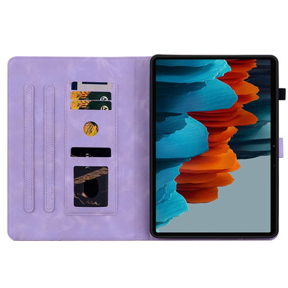 For Samsung Galaxy Tab S7 / S8 Lily Embossed Leather Tablet Case(Purple) by bashfashion